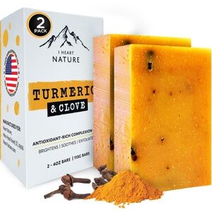 IHeart Nature Organic Turmeric Face & Acne with Clove Bud Soap Bars (2 Pack)